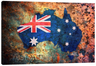 Australia Flag Map Canvas Art Print - Country Maps