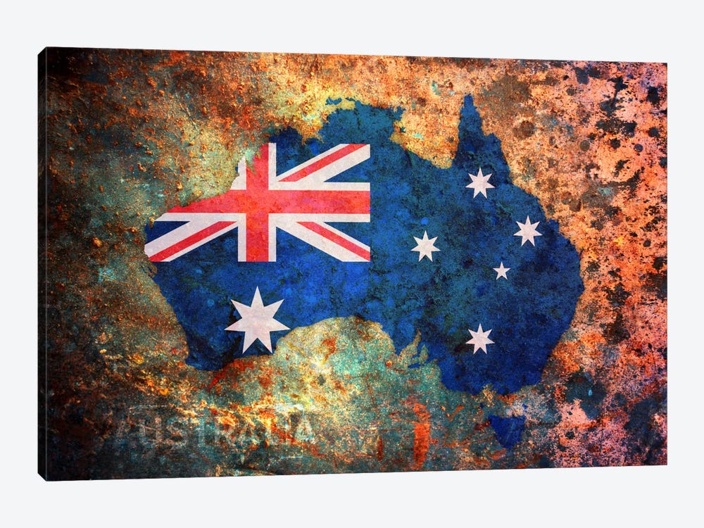 Australia Flag Map by Michael Tompsett 1-piece Canvas Art