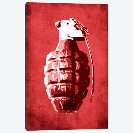 Hand Grenade (Red) Canvas Print #8868} by Michael Tompsett Canvas Wall Art