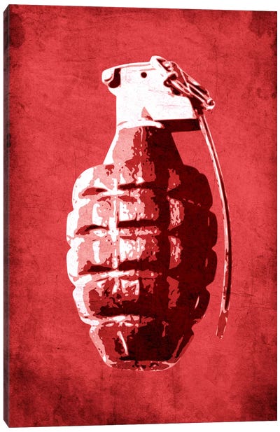 Hand Grenade (Red) Canvas Art Print - Weapons & Artillery Art