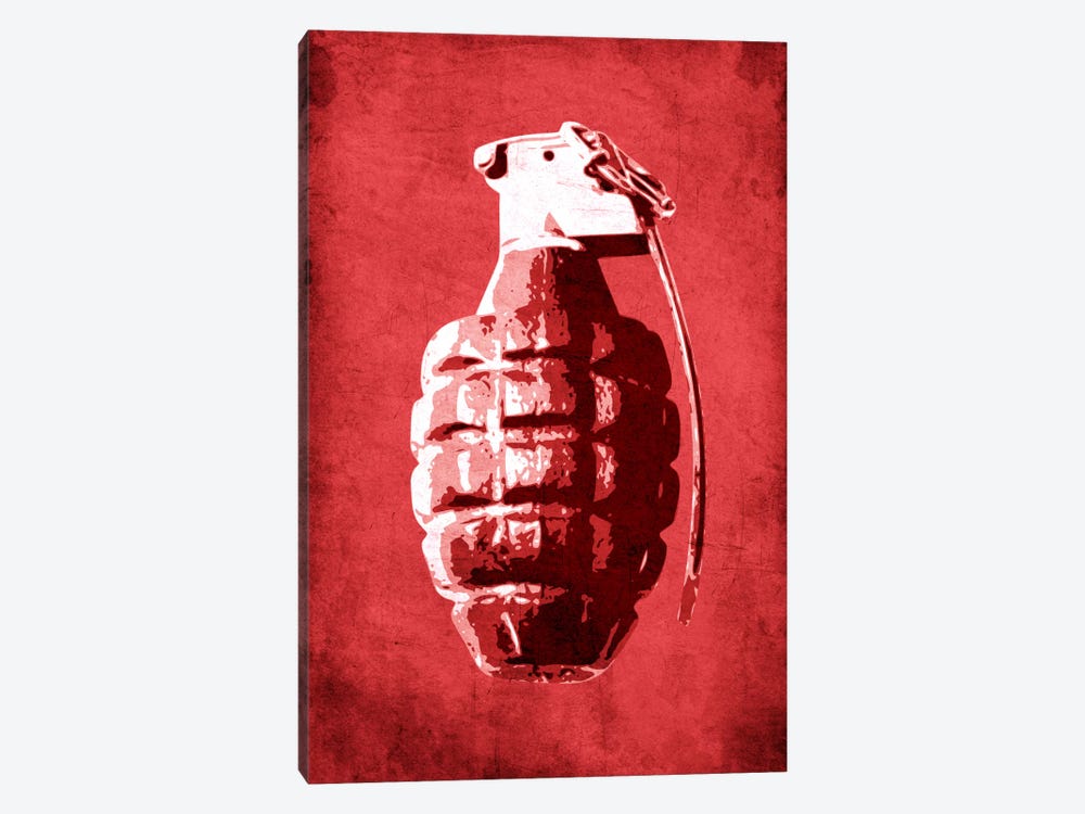 Hand Grenade (Red) by Michael Tompsett 1-piece Canvas Wall Art