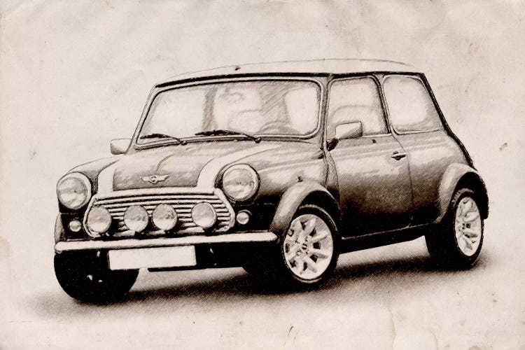Mini Cooper Sketch by Michael Tompsett wall art