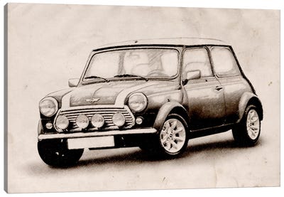 Mini Cooper Sketch Canvas Art Print - Automobile Art