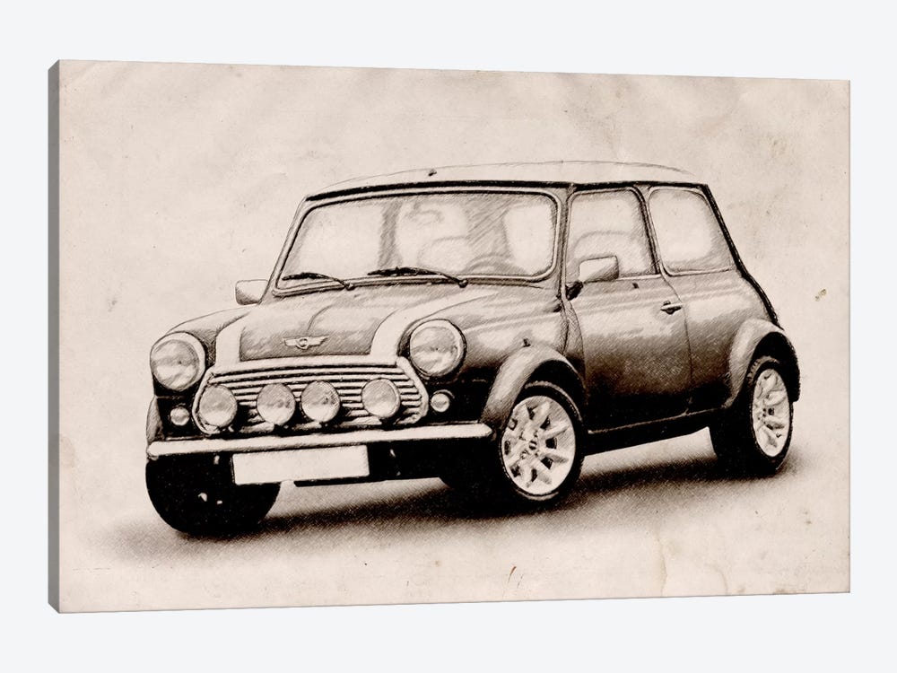 Mini Cooper Sketch by Michael Tompsett 1-piece Canvas Print