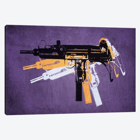 Uzi Sub Machine Gun on Purple Canvas Print #8870} by Michael Tompsett Canvas Art Print