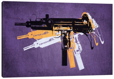 Uzi Sub Machine Gun on Purple Canvas Art Print - Military Art