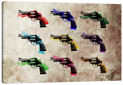 Nine Revolvers Canvas Art Print - Weapons & Artillery Art