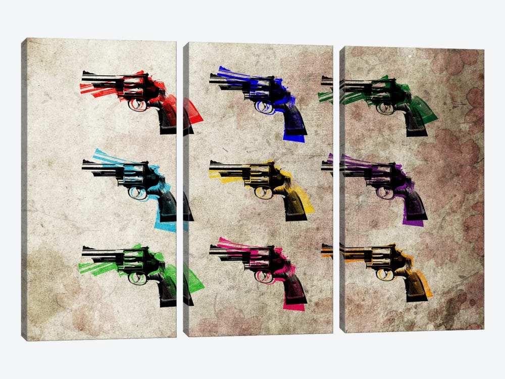 Nine Revolvers by Michael Tompsett 3-piece Canvas Art
