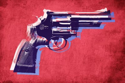 Revolver (Magnum) on Red by Michael Tompsett framed wall art