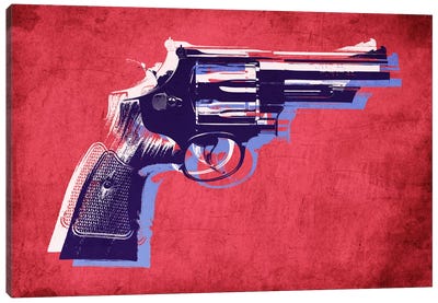 Revolver (Magnum) on Red Canvas Art Print - Weapons & Artillery Art