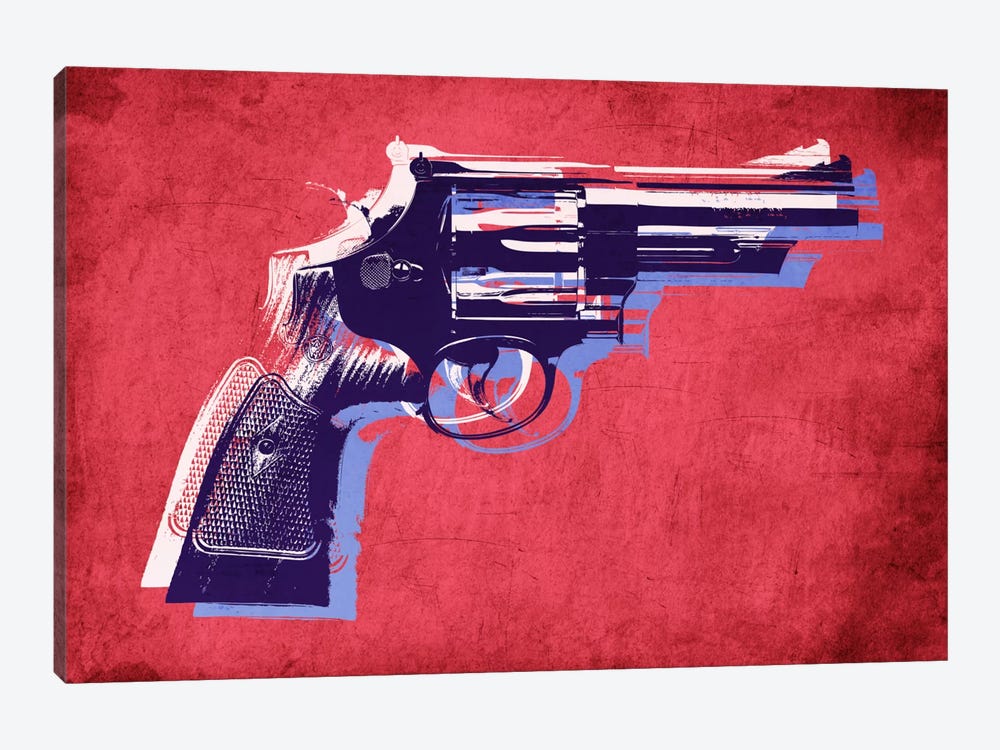 Revolver (Magnum) on Red by Michael Tompsett 1-piece Canvas Print