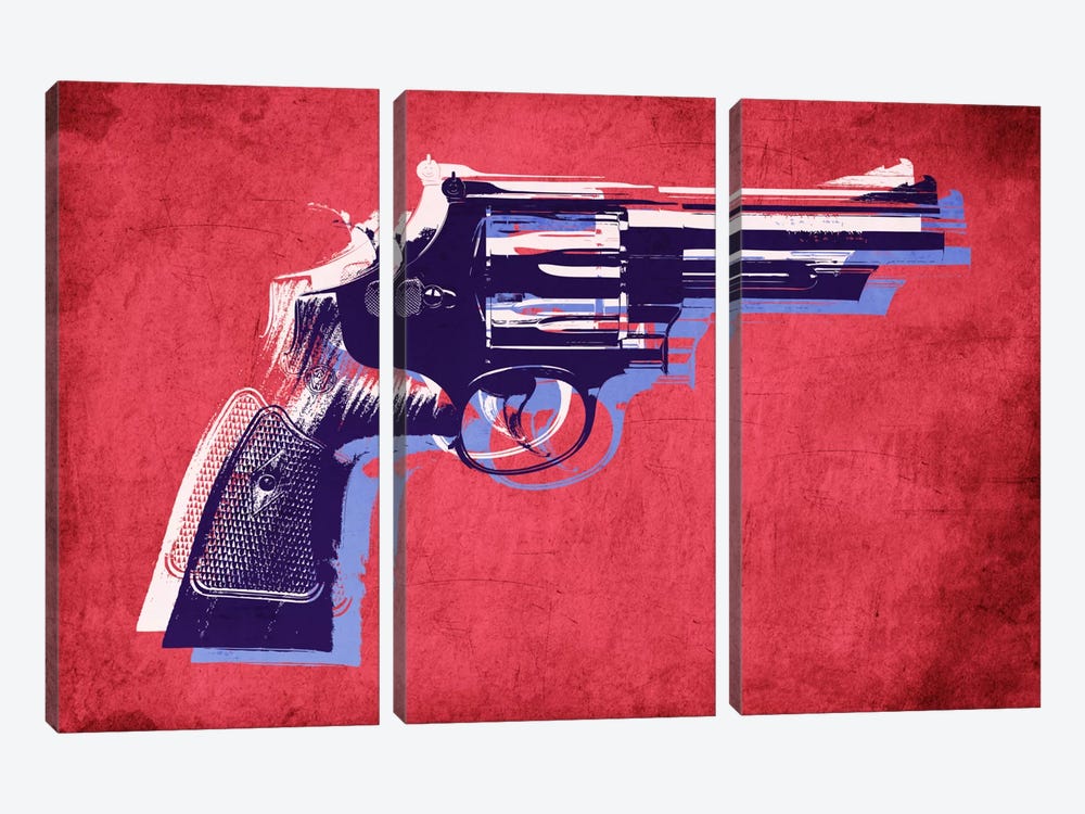 Revolver (Magnum) on Red by Michael Tompsett 3-piece Art Print