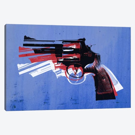 Revolver (Magnum) on Blue Canvas Print #8875} by Michael Tompsett Canvas Wall Art