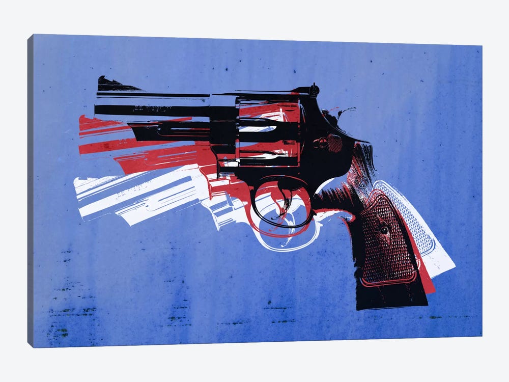 Revolver (Magnum) on Blue 1-piece Canvas Wall Art
