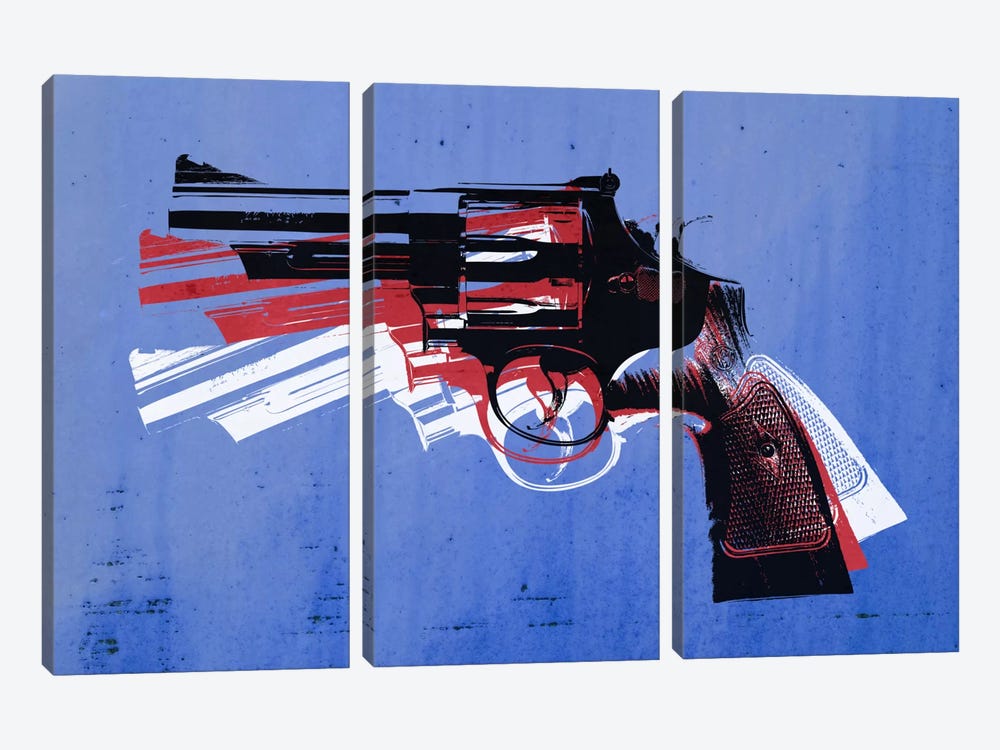 Revolver (Magnum) on Blue by Michael Tompsett 3-piece Canvas Art
