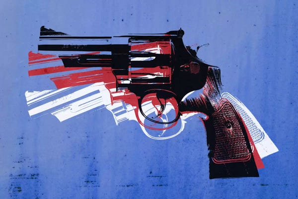 Weapons & Artillery: Revolver (Magnum) on Blue by Michael Tompsett