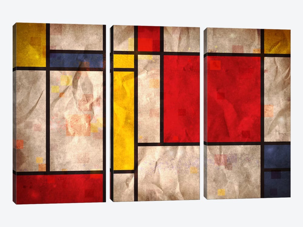 Mondrian Inspired by Michael Tompsett 3-piece Canvas Art Print