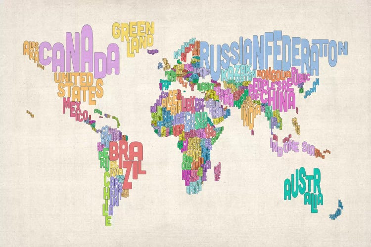 Typographic Text World Map