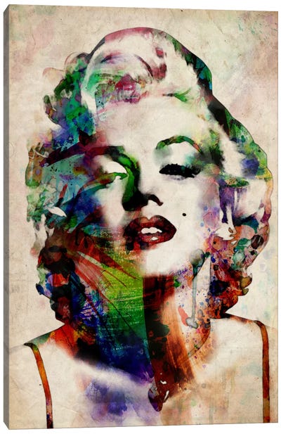 Watercolor Marilyn Monroe Canvas Art Print - Large Colorful Accents