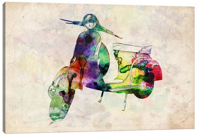 Scooter Vespa (Urban) Canvas Art Print - Scooters