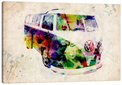 VW Camper Van (Urban) Canvas Art Print - Cars By Brand