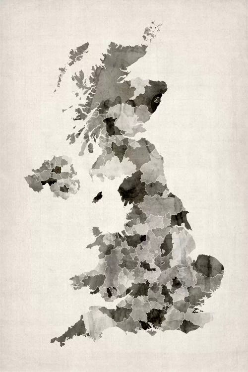 Great Britain Watercolor Map