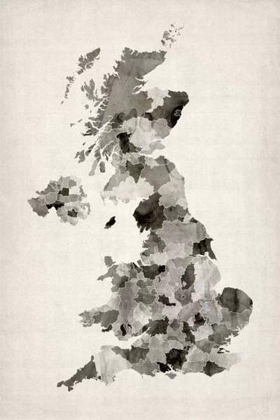 Abstract: Great Britain Watercolor Map by Michael Tompsett