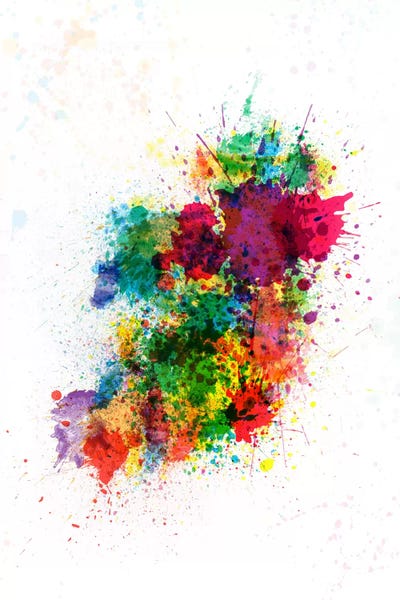 Large Map Art - Canvas Prints: Ireland Map Paint Splashes by Michael Tompsett