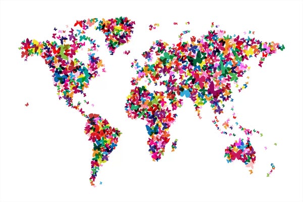 Michael Tompsett: Butterflies World Map by Michael Tompsett