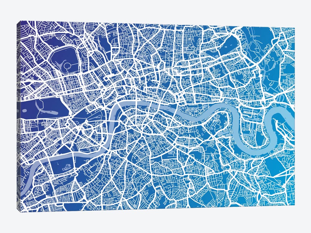 London Street Map (Blue II) by Michael Tompsett 1-piece Canvas Print