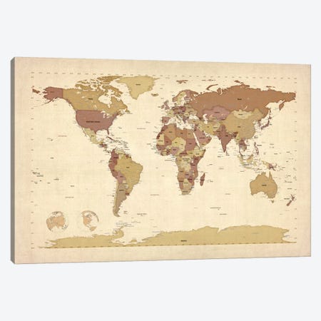 Map of The World V Canvas Print #8898} by Michael Tompsett Canvas Print
