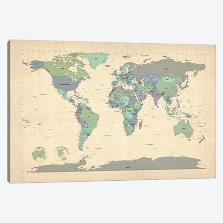 Map of The World VI Canvas Print #8899} by Michael Tompsett Art Print