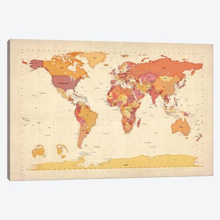 Map of The World VII Canvas Print #8900} by Michael Tompsett Art Print