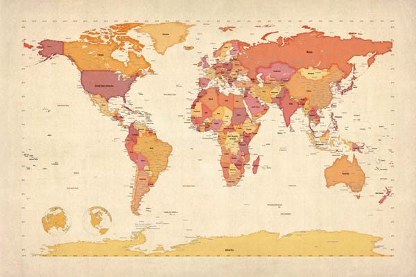 Globes: Map of The World VII by Michael Tompsett