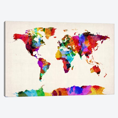 Map of The World (Abstract painting) II Canvas Print #8904} by Michael Tompsett Canvas Artwork