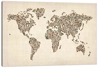 Women's Shoes (Boots) World Map Canvas Art Print - Maps & Geography
