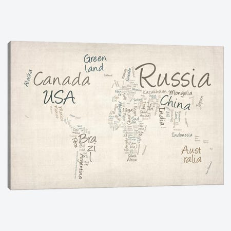 World Map in Words II Canvas Print #8913} by Michael Tompsett Canvas Art