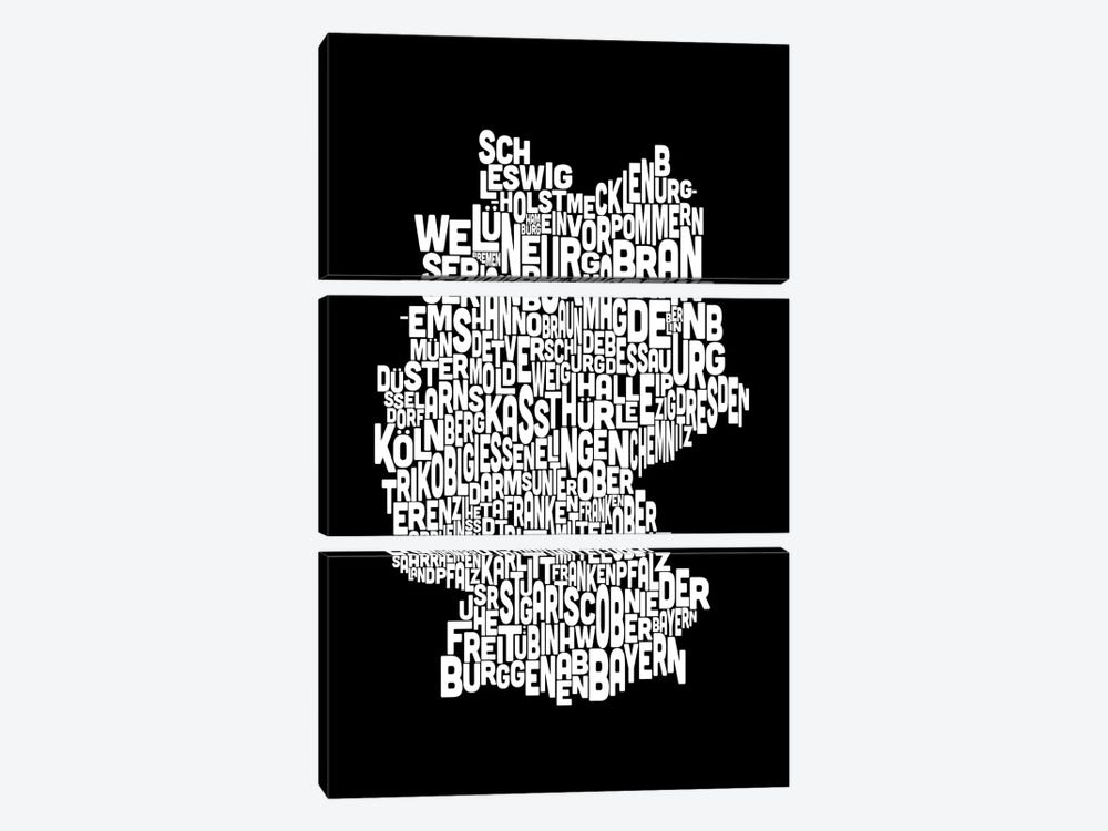 Text Map of Germany 3-piece Art Print