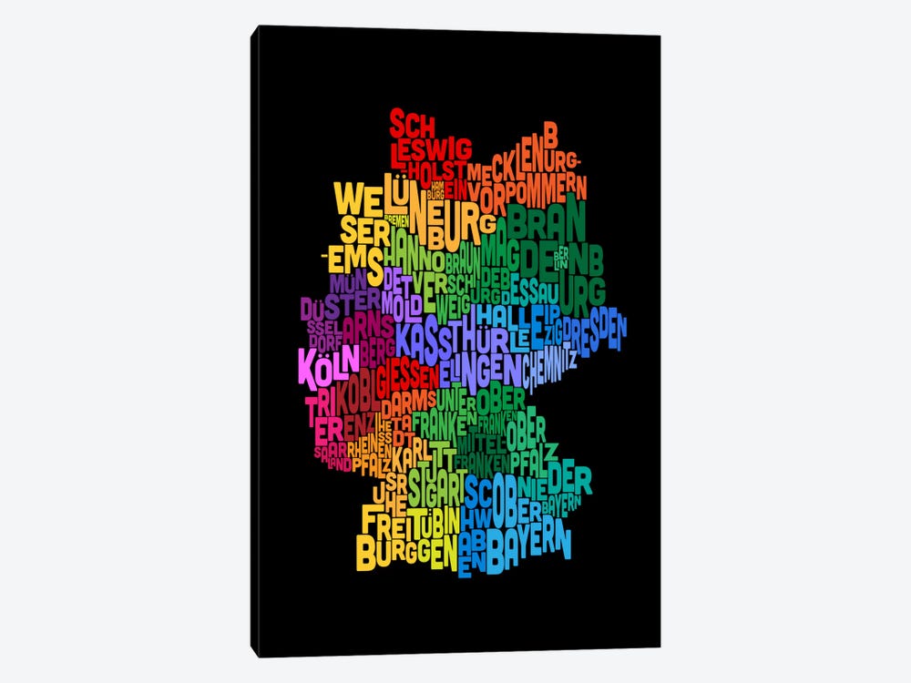Text Map of Germany II by Michael Tompsett 1-piece Canvas Artwork