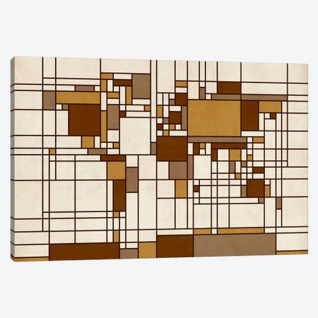 World Map Abstract Mondrian Style Canvas Print #8919} by Michael Tompsett Canvas Wall Art