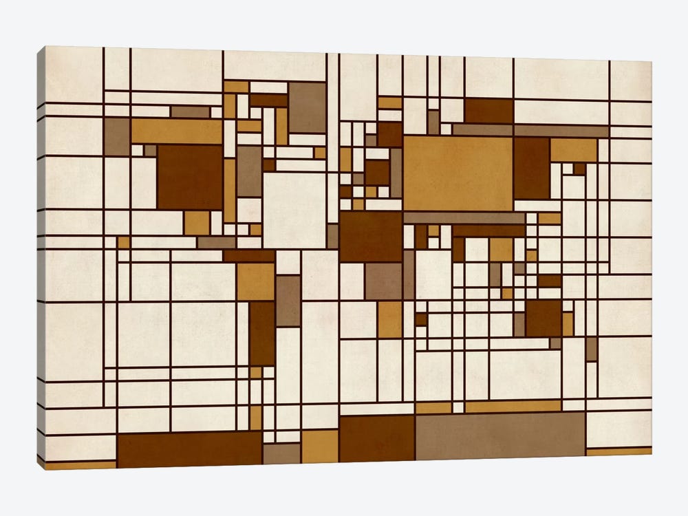 World Map Abstract Mondrian Style by Michael Tompsett 1-piece Art Print