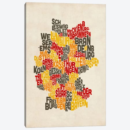 Text Map of Germany IV Canvas Print #8921} by Michael Tompsett Canvas Print