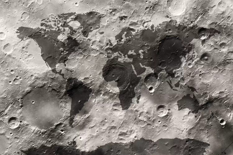 World Map on The Moon's Surface