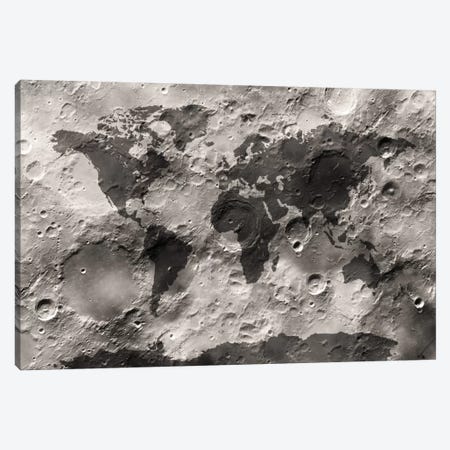 World Map on The Moon's Surface Canvas Print #8930} by Michael Tompsett Canvas Wall Art