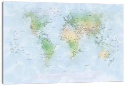 World Map III Canvas Art Print - 3-Piece Map Art