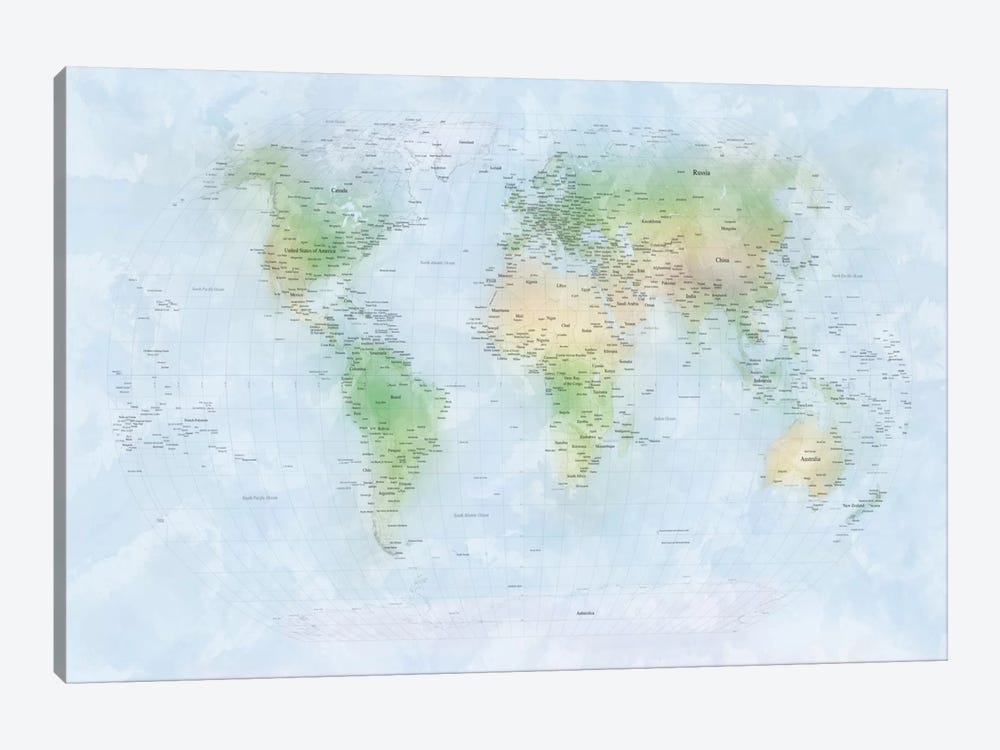 World Map III by Michael Tompsett 1-piece Canvas Print