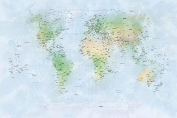 Kids Map Art: World Map III by Michael Tompsett