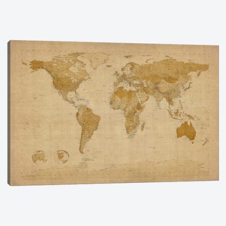 Antique World Map II Canvas Print #8939} by Michael Tompsett Canvas Artwork