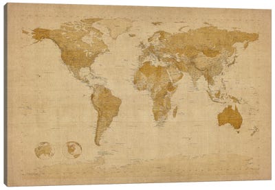 Antique World Map II Canvas Art Print - Michael Tompsett