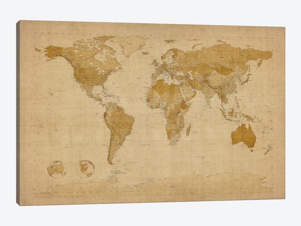 Antique World Map II by Michael Tompsett 1-piece Canvas Art Print